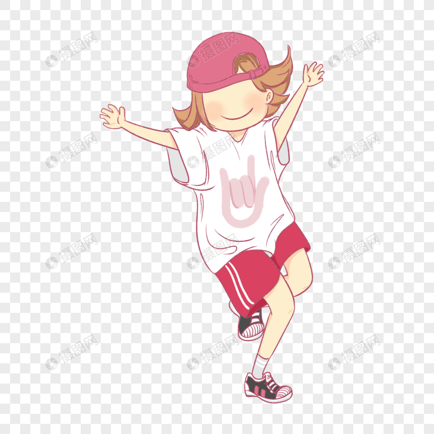 免抠元素 手绘/卡通元素 跳街舞的女孩.psd