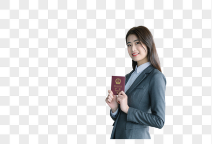 商务女性拿着护照真人高清图片素材