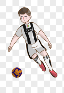 卡通可爱踢足球的男孩图片