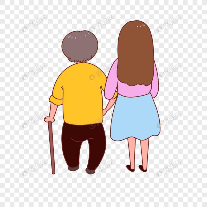 免抠元素 手绘/卡通元素 父亲女儿背影.psd