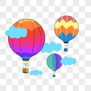 卡通天空热气球多彩白云天空素材