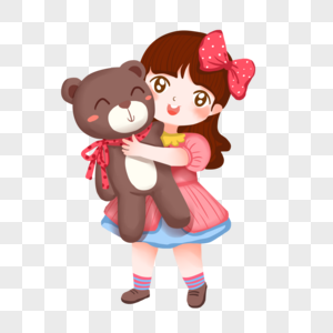 抱着玩具熊的女孩高清图片