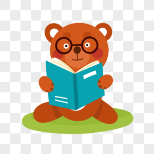 看书小熊动物读书高清图片