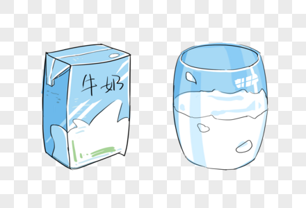 牛奶盒装奶牛奶杯高清图片