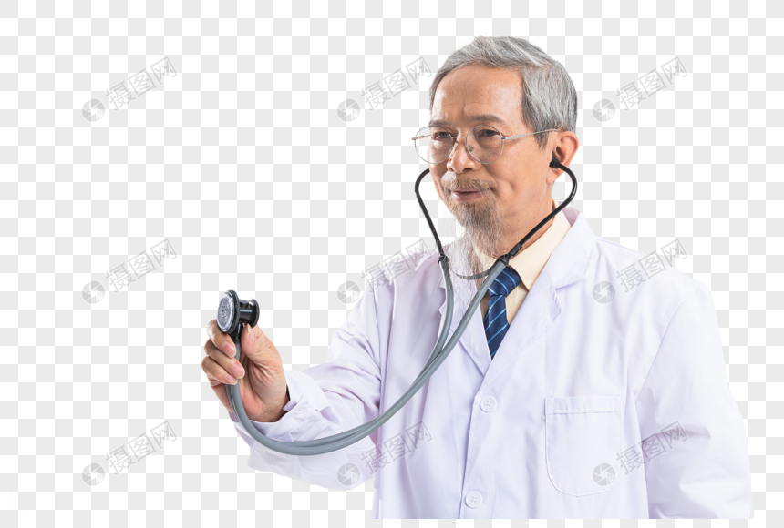 老医生用听诊器图片