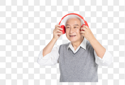 老年人听音乐免抠高清图片素材