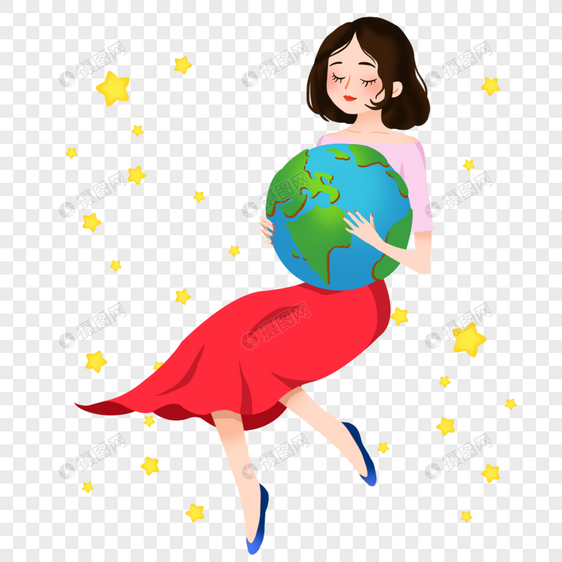 创意设计女士抱着地球图片