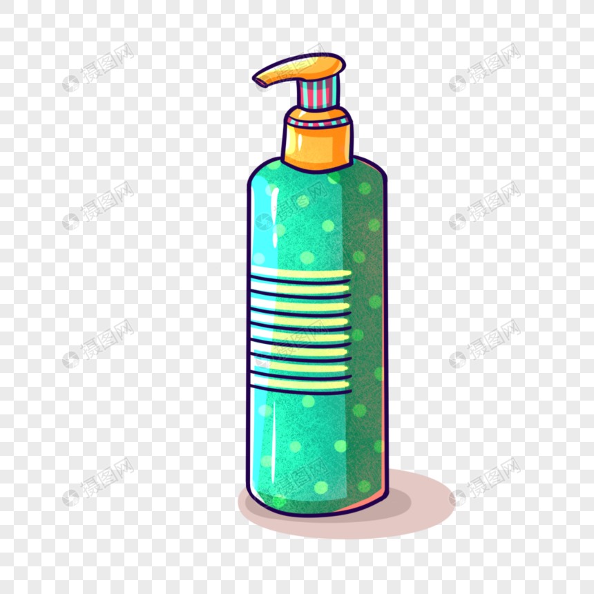 卡通绿色瓶装沐浴露插图图片