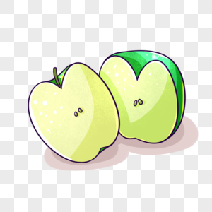 卡通切开的青苹果插图图片