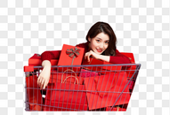 女性购物车购物图片