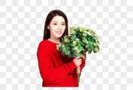 手捧鲜花女性图片