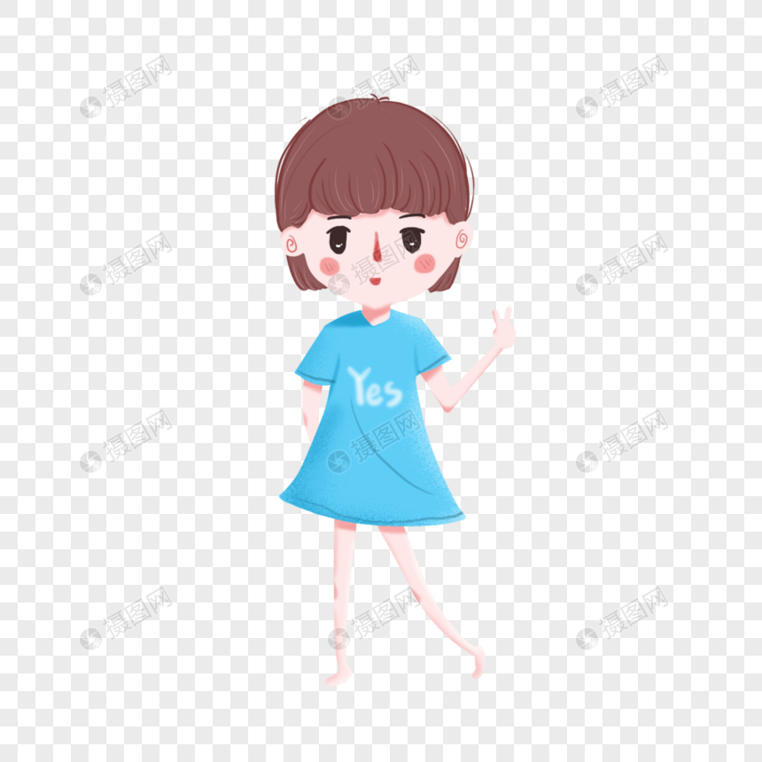 小女孩比耶