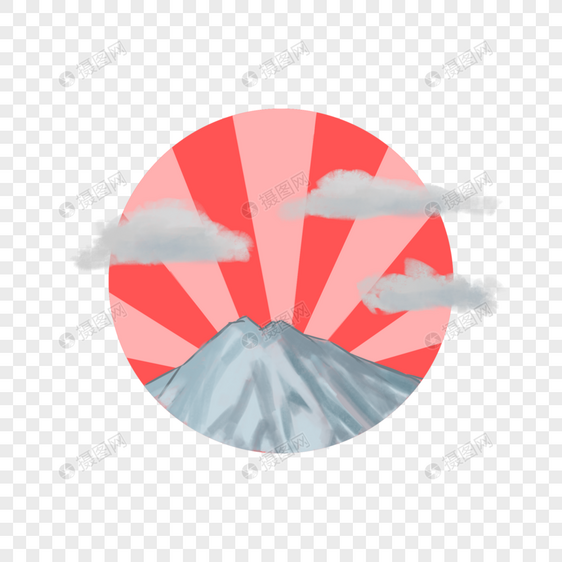 浮世绘风格雪山图片