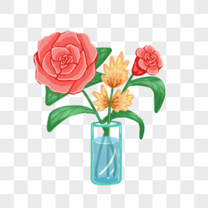 手绘玫瑰花瓶图片
