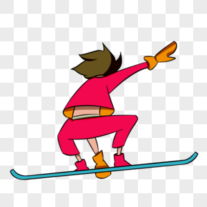 滑板男孩背影的运动员卡通元素手绘图片