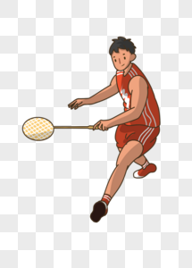 羽毛球运动的男孩子图片