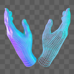 科技智能双手魔幻数据点状蓝色对称图片