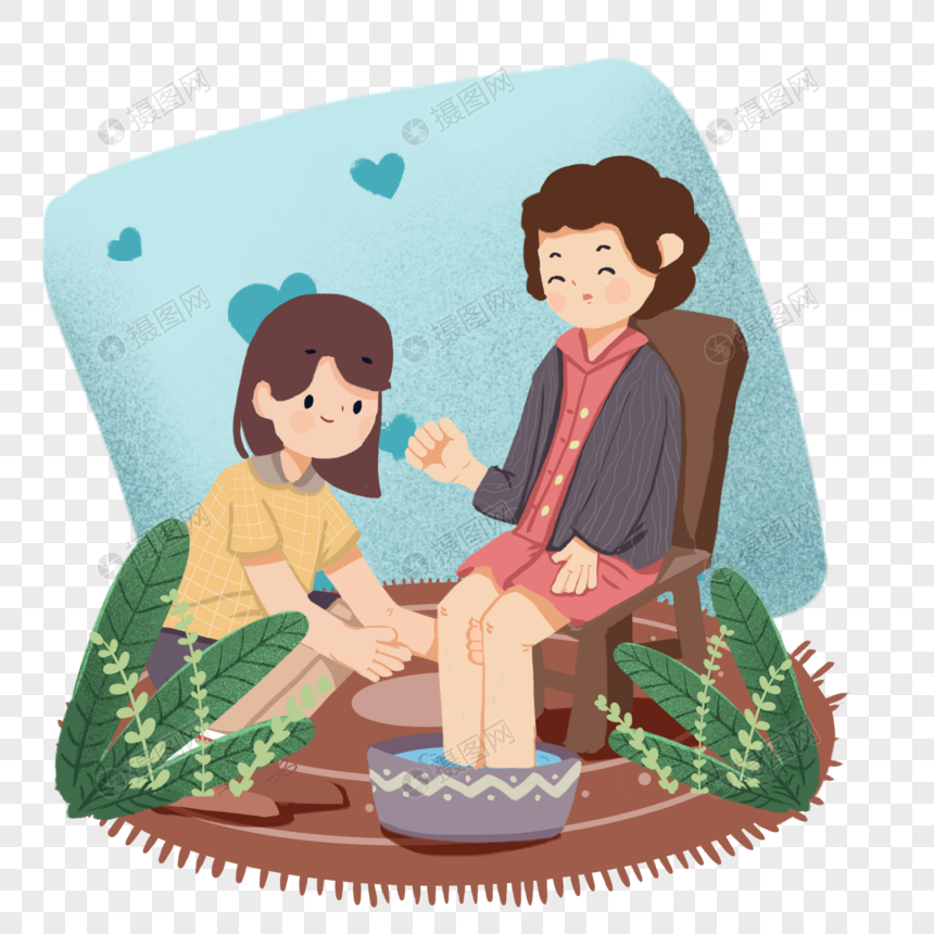 孝顺父母插画