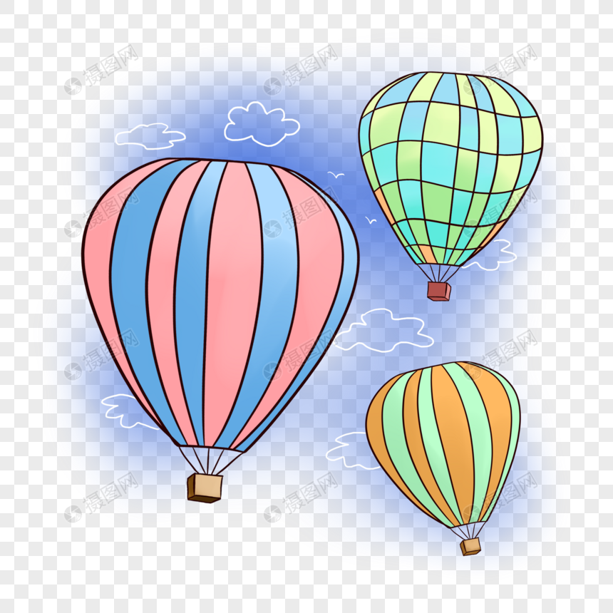 卡通热气球空中飞图片