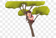 坐在树上的女孩图片