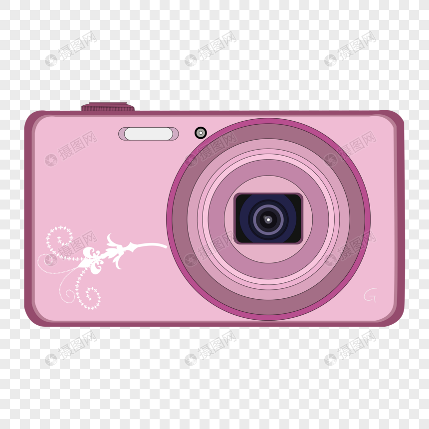 卡通手绘粉色拍照相机卡片机图片