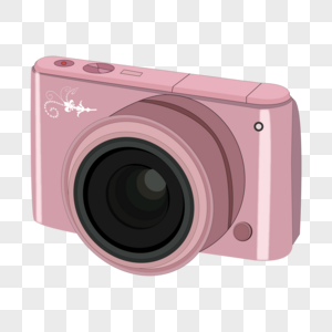 卡通手绘粉色相机单反相机图片
