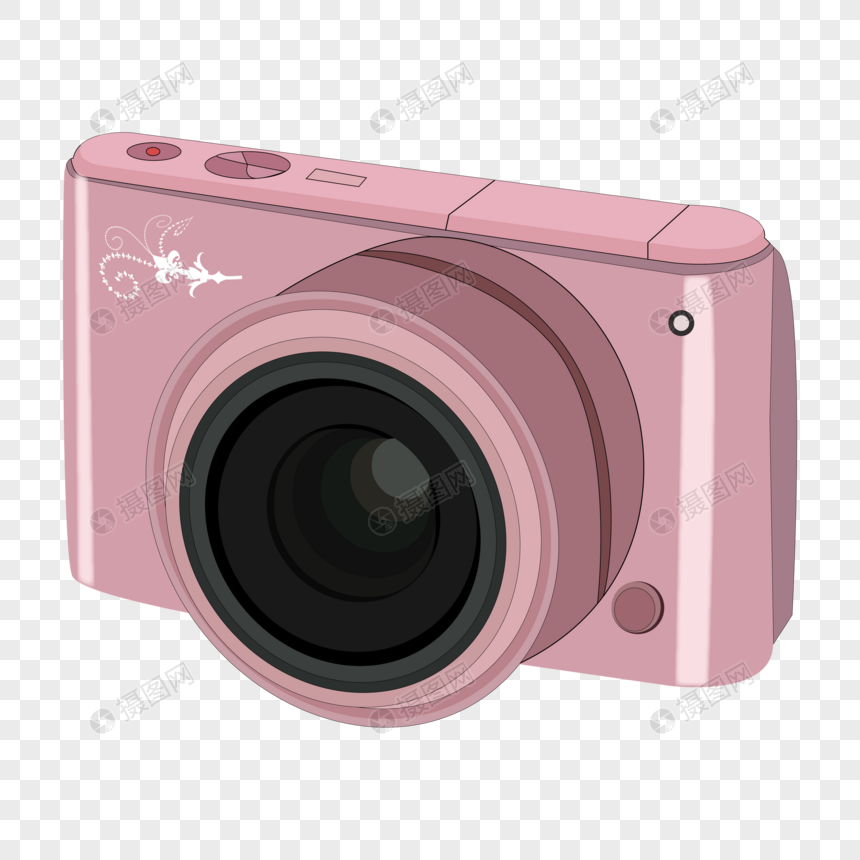 卡通手绘粉色相机单反相机图片
