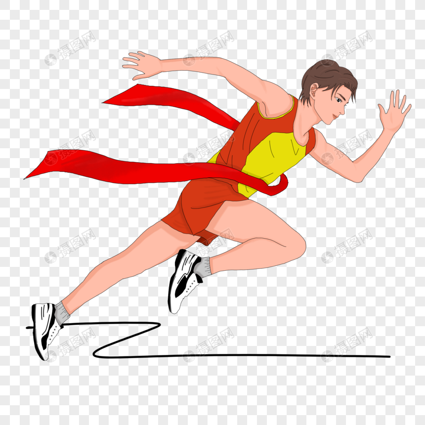 手绘奥林匹克日奔跑的运动员