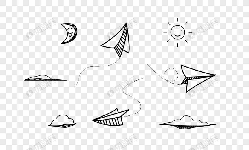创意线条式纸飞机元素设计图片