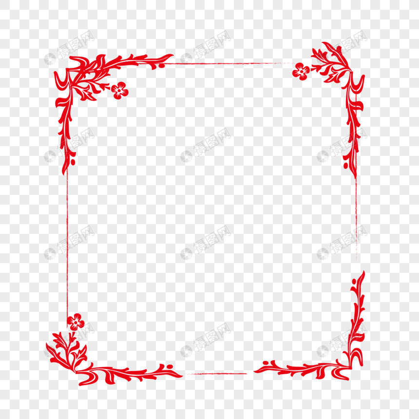 红色喜庆边框底纹png免抠矢量元素图片