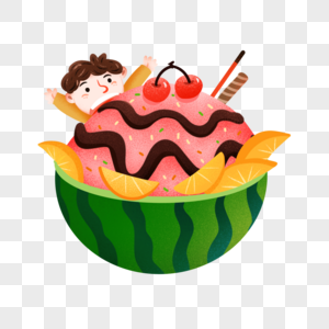 吃西瓜冰激凌的男孩图片