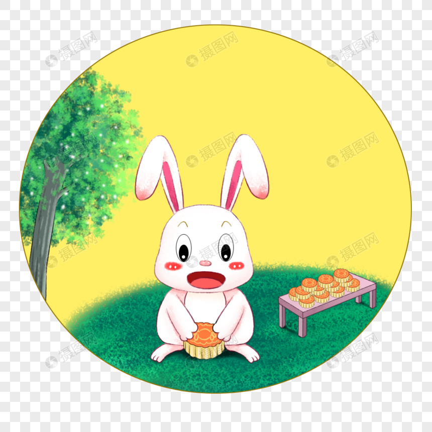 小兔子吃月饼