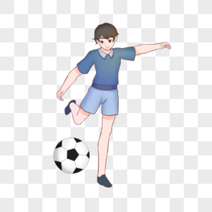卡通运动人物踢足球的男孩图片