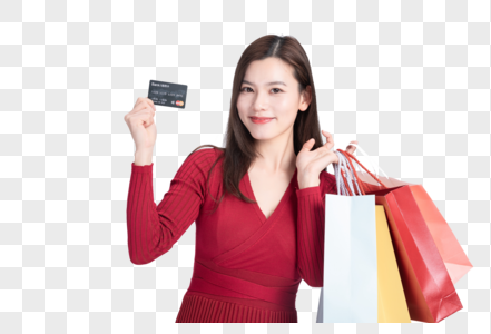 时尚女性购物刷卡消费图片