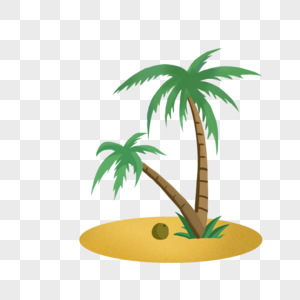夏日沙滩椰子树元素图片