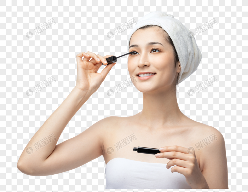 女性化妆刷睫毛膏图片