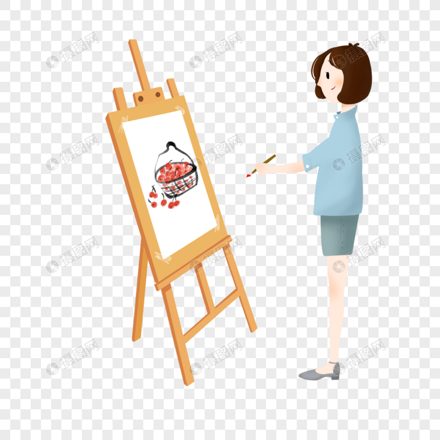 手绘/卡通元素 画画画板画架画笔.