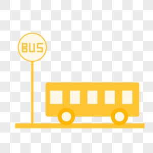 公交站台bus车卡通高清图片