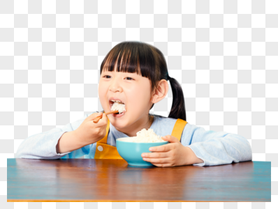小女孩吃白米饭图片