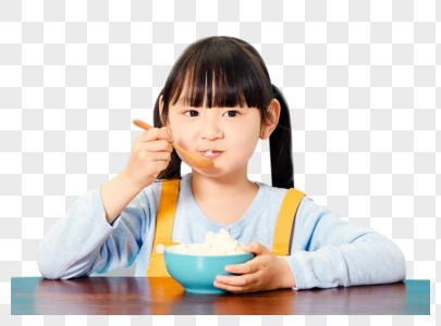 小女孩吃白米饭图片