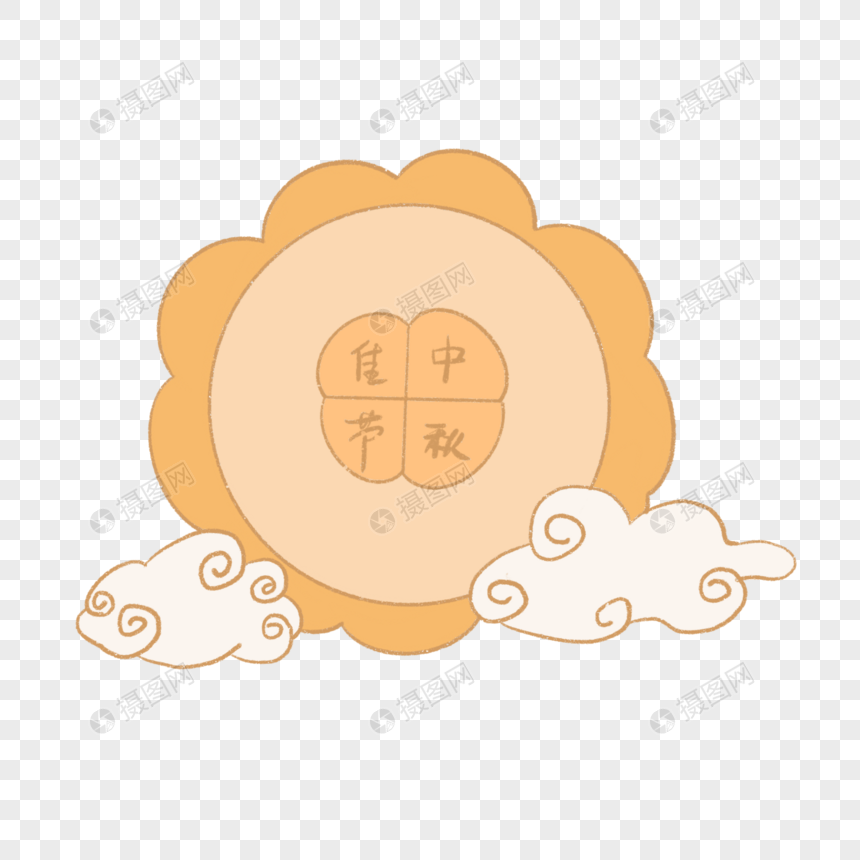 中秋节可爱卡通月饼形象边框手绘图片