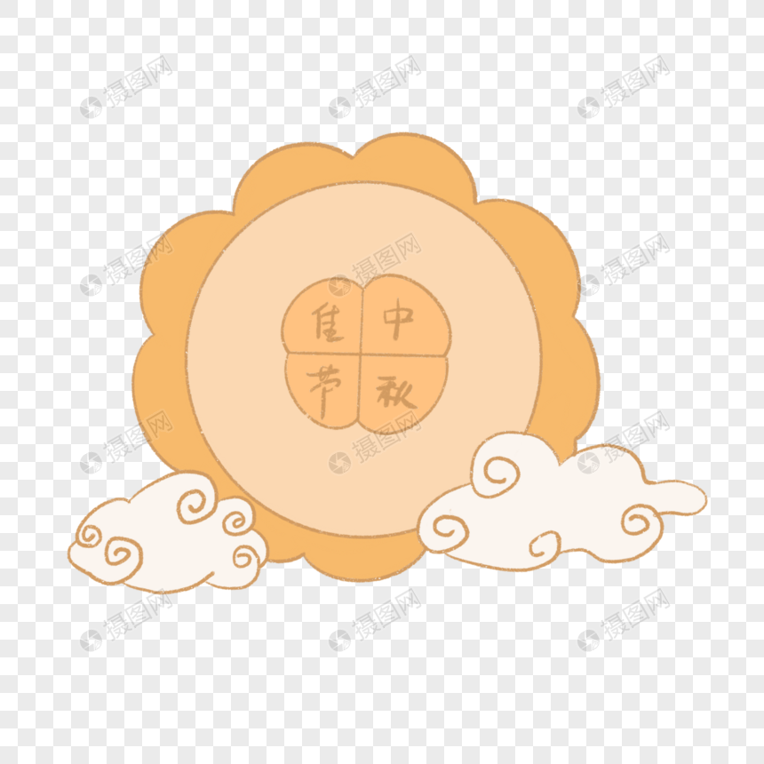 中秋节可爱卡通月饼形象边框手绘