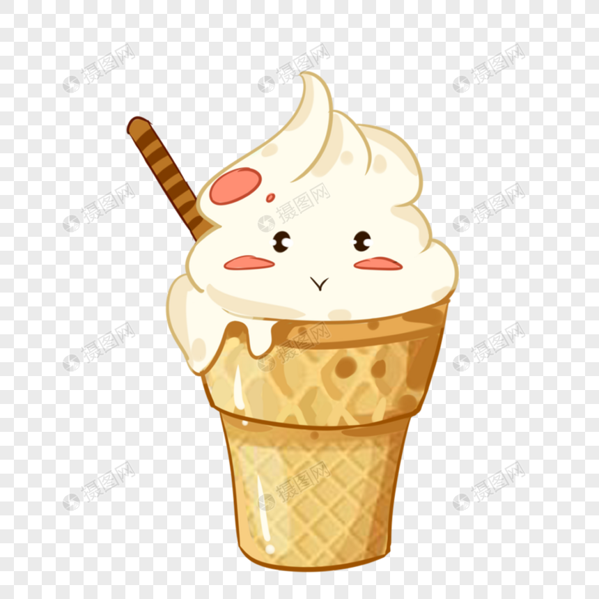 夏日卡通可爱表情冰淇淋