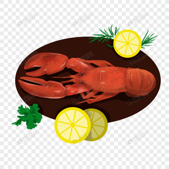 装盘的大龙虾海鲜图片