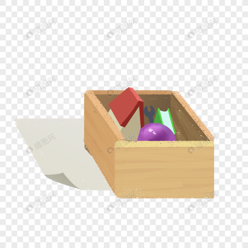 免抠元素 手绘/卡通元素 玩具箱.png 860_860