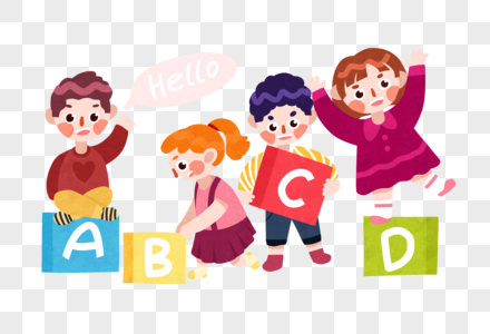 儿童与字母字母logo设计图片素材