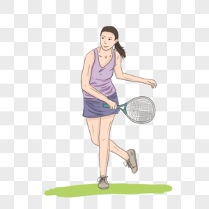 卡通简约人物女生羽毛球运动元素图片