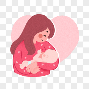 母乳喂养卡通母亲素材高清图片