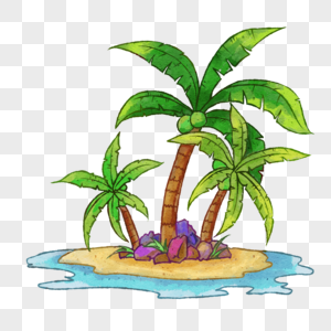手绘夏日清新椰子树图片