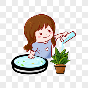节约用水可爱小女孩养植物高清图片